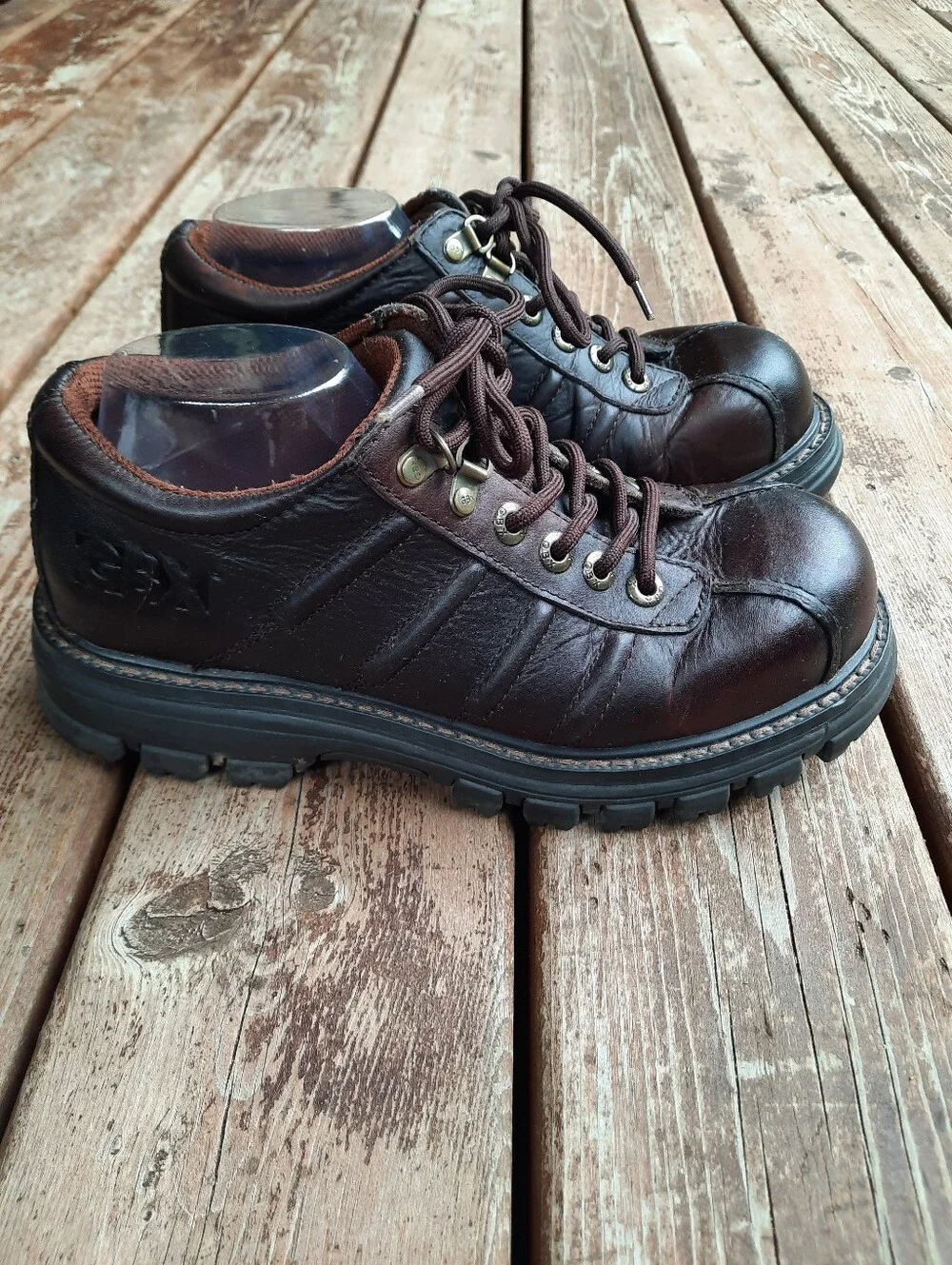 Vintage 90s/Y2K GBX Cruiser Brown Leather Steel Toe Lace-up Lug Oxford Size 10